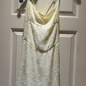Princess Polly Butter Yellow Lace Slip Dress with Cowl Neck